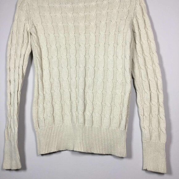 Gap Off White Minimalist Clean Girl Cable Knit Neck Sweater S Autumn Fall Casual - Picture 6 of 8